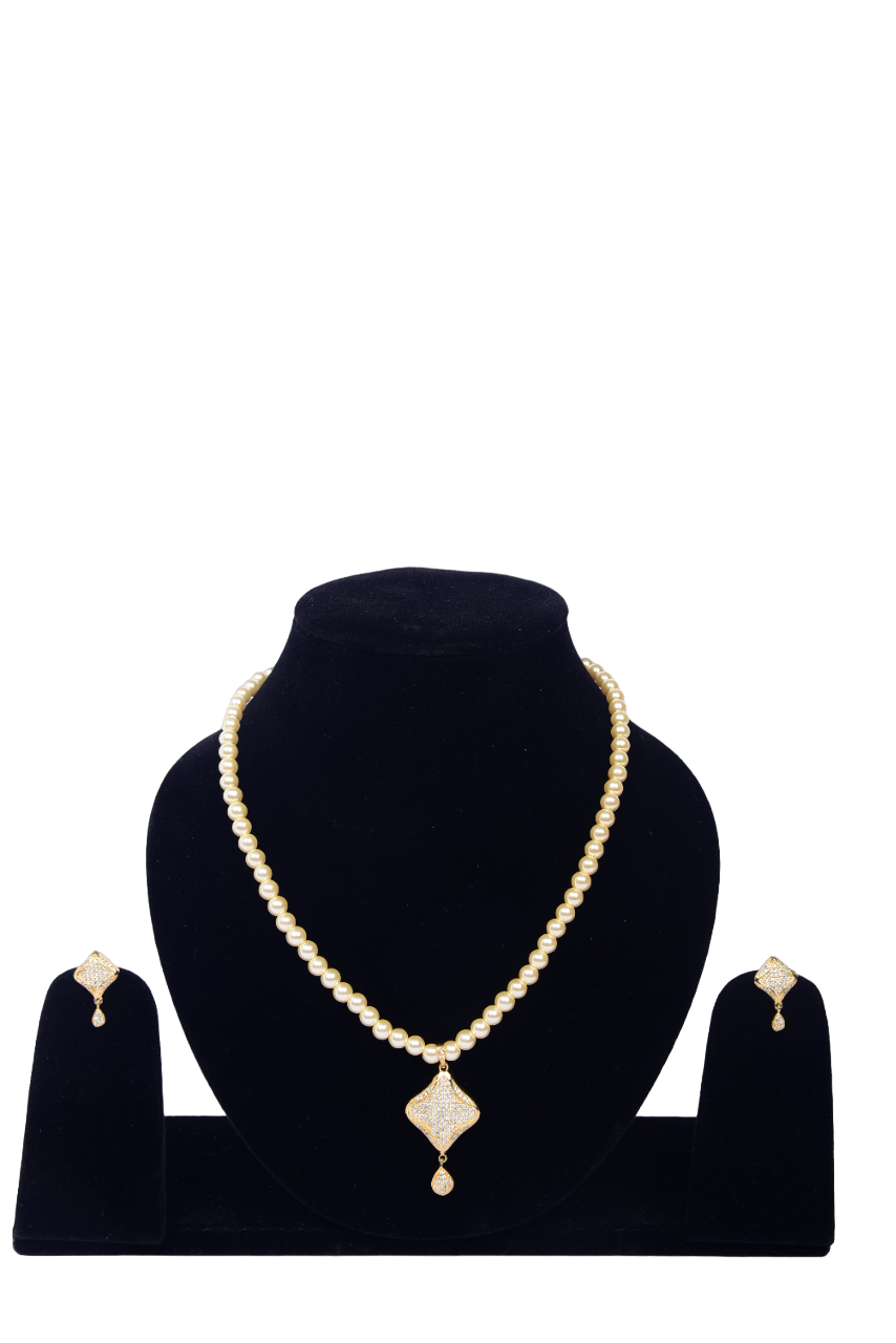 Namokriti Classic Pearl Jewelry Set with Sparkling Pendant – Perfect Gift for Her